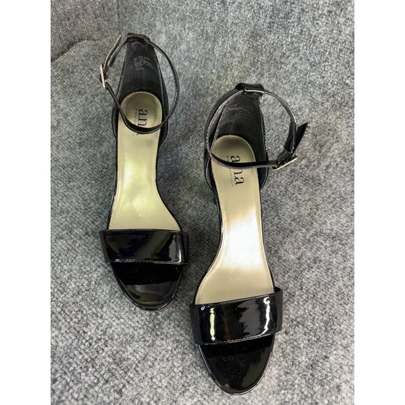 Ana a New Approach Shoes Women's 8M Black Patent Leather Open Toe Heels - Picture 14 of 16